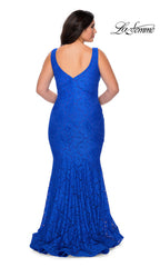 Plus-Size Long Lace La Femme Formal Mermaid Dress