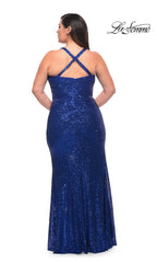 La Femme Fitted Long Sequin Plus-Size Prom Dress