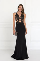 Sleeveless Lace Embellished Long Prom Dress