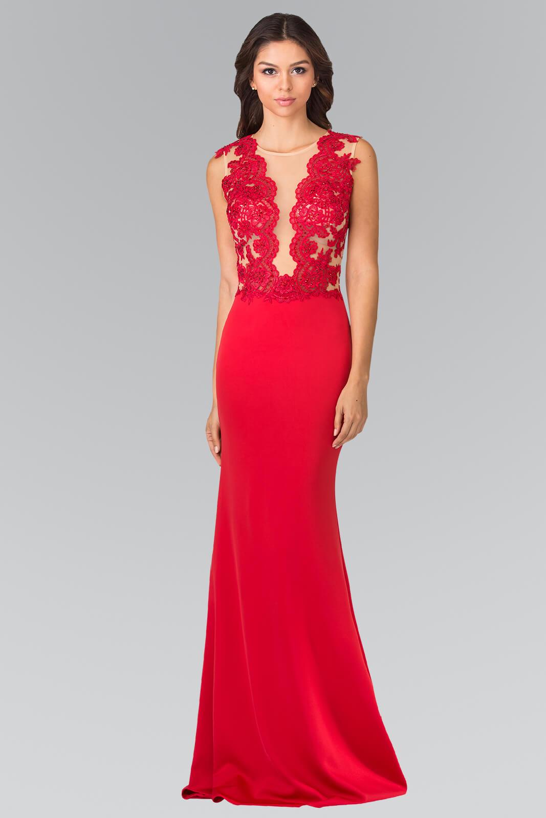 Sleeveless Lace Embellished Long Prom Dress