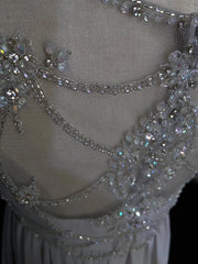 Vintage Prom Dresses Inspo A Line Scoop Silver Chiffon Long 80s With Beaded Formal Gowns N3394